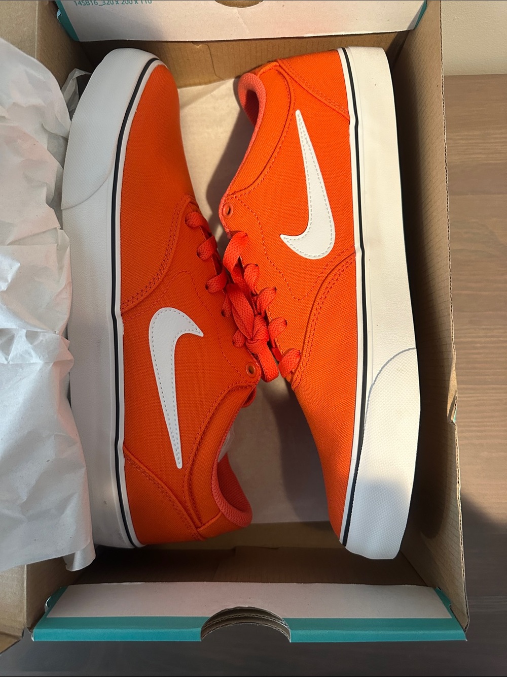 Nike Orange Canvas Low-Top Sneakers with White Swoosh